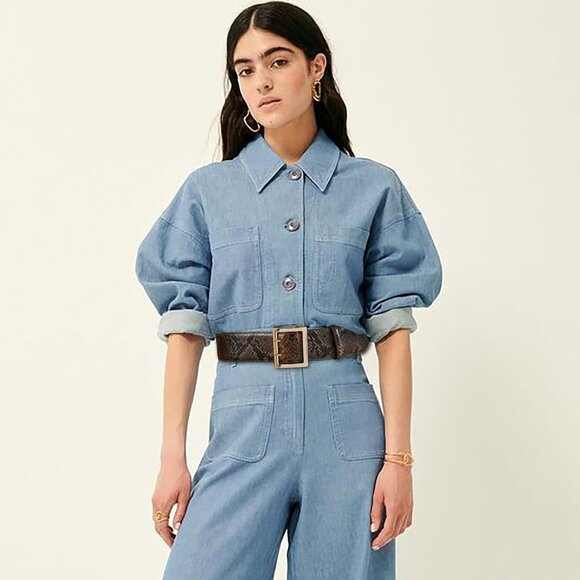 Women's Leather Waist Wide Belts Fashion Thick Snakeskin With Gold Buckle Belt - Picture 6 of 6